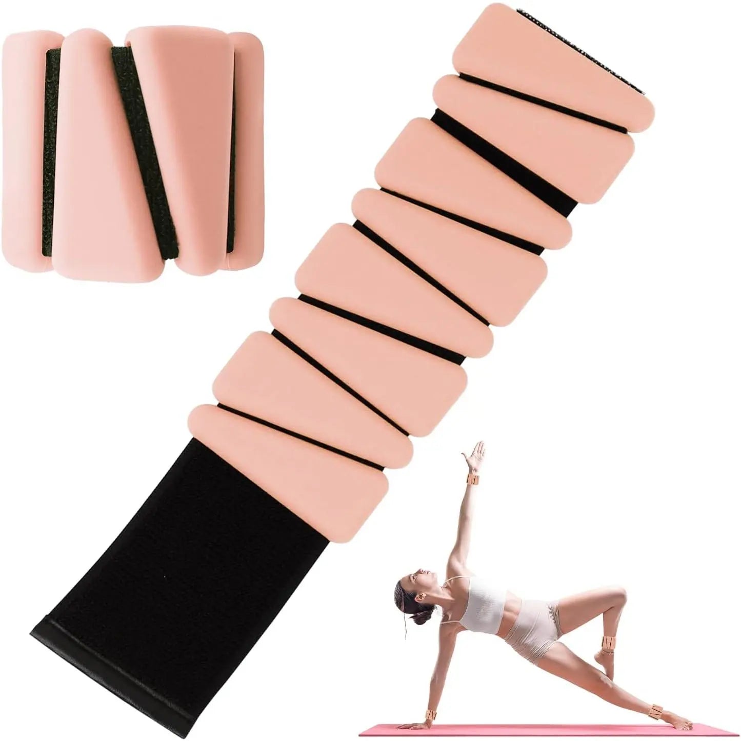 Wrist Weights Set of 2, Adjustable Silicone Workout Weights for Women and Men, Wearable Ankle/Wrist Weights Suitable for Yoga, Dance, Pilates, Pool Exercises and Jogging, 2Lb