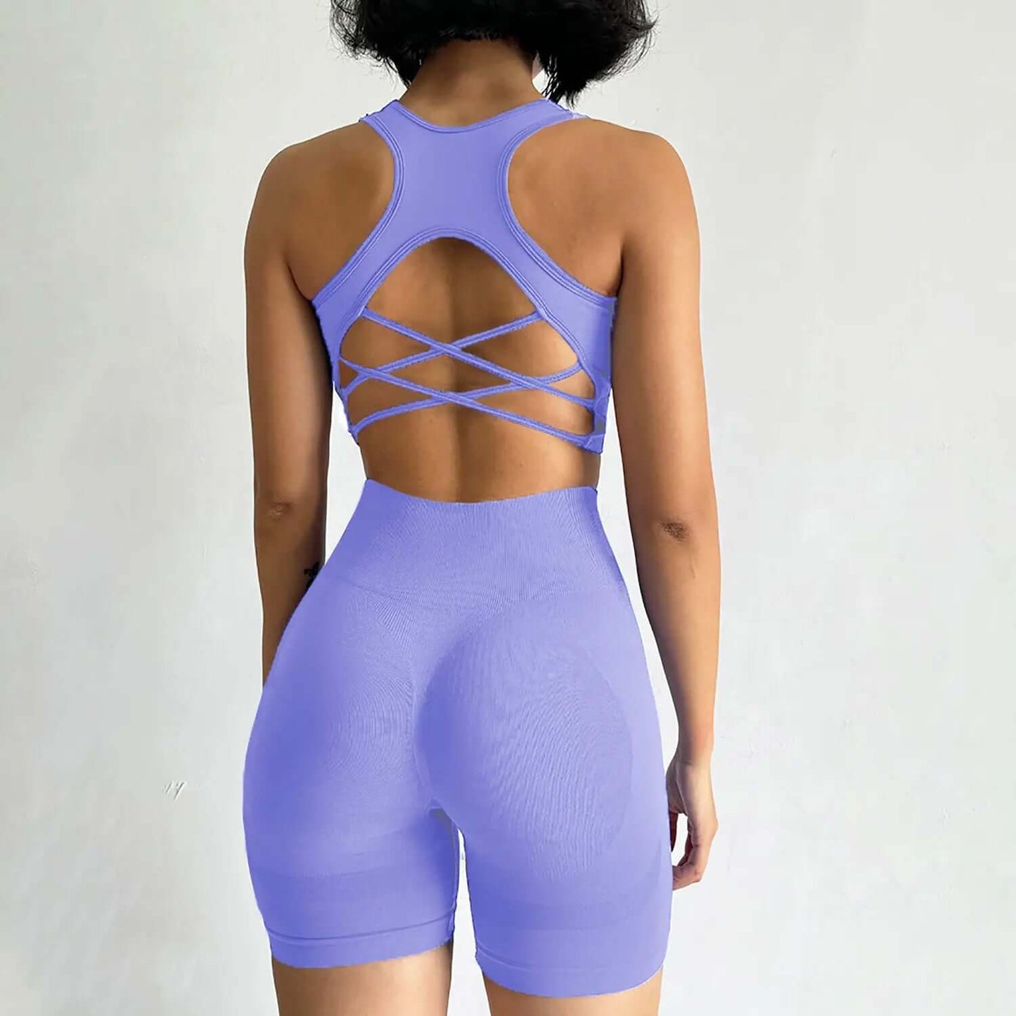 Women'S 2-Piece Seamless Pullover Yoga Set - Female Quick-Dry Sports Bra & Yoga Shorts, Sporty Clothing Set for Gym Running, Sporty Sports Clothing Sets