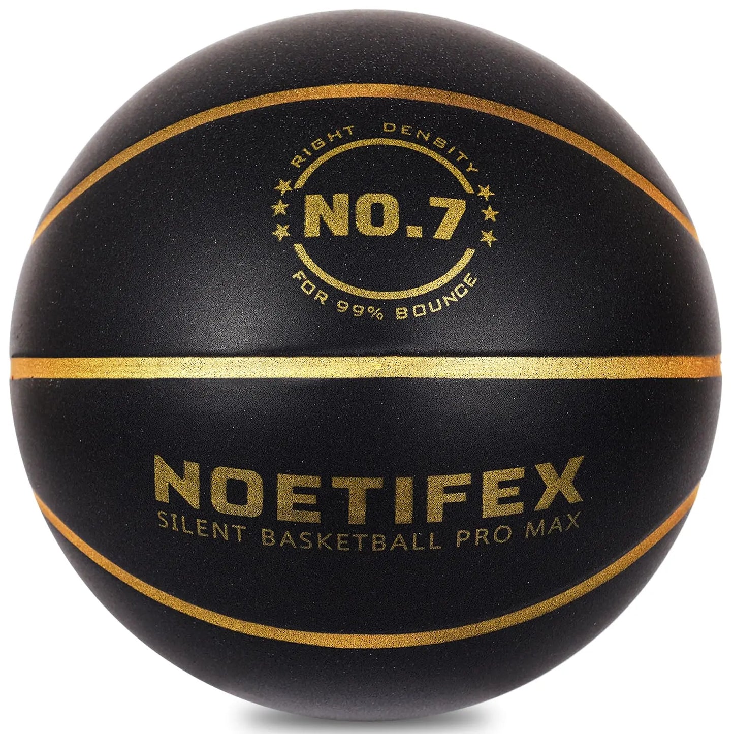 Silent Basketball Pro Max No.7 Black Gold High Density Quiet Training Ball with Real Bounce for Apartment Home Practice