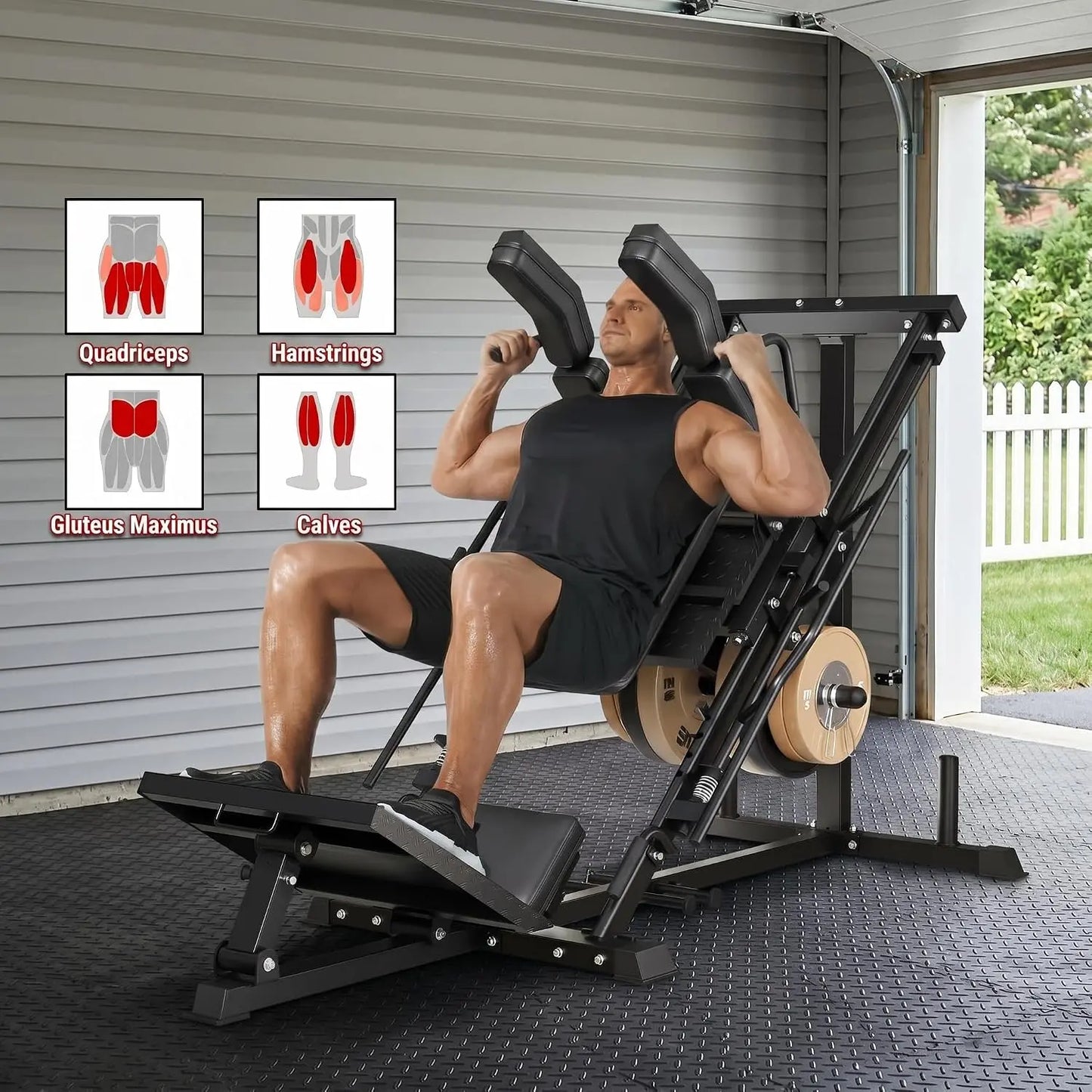 Leg Extension and Curl Machine, Adjustable Plate Loaded Leg Exercise Machine with 12-Position Angle Adjustment, Seated & Lying Leg Curl Machine for Home Gym, 700LBS Weight Capacity(3 Boxes)