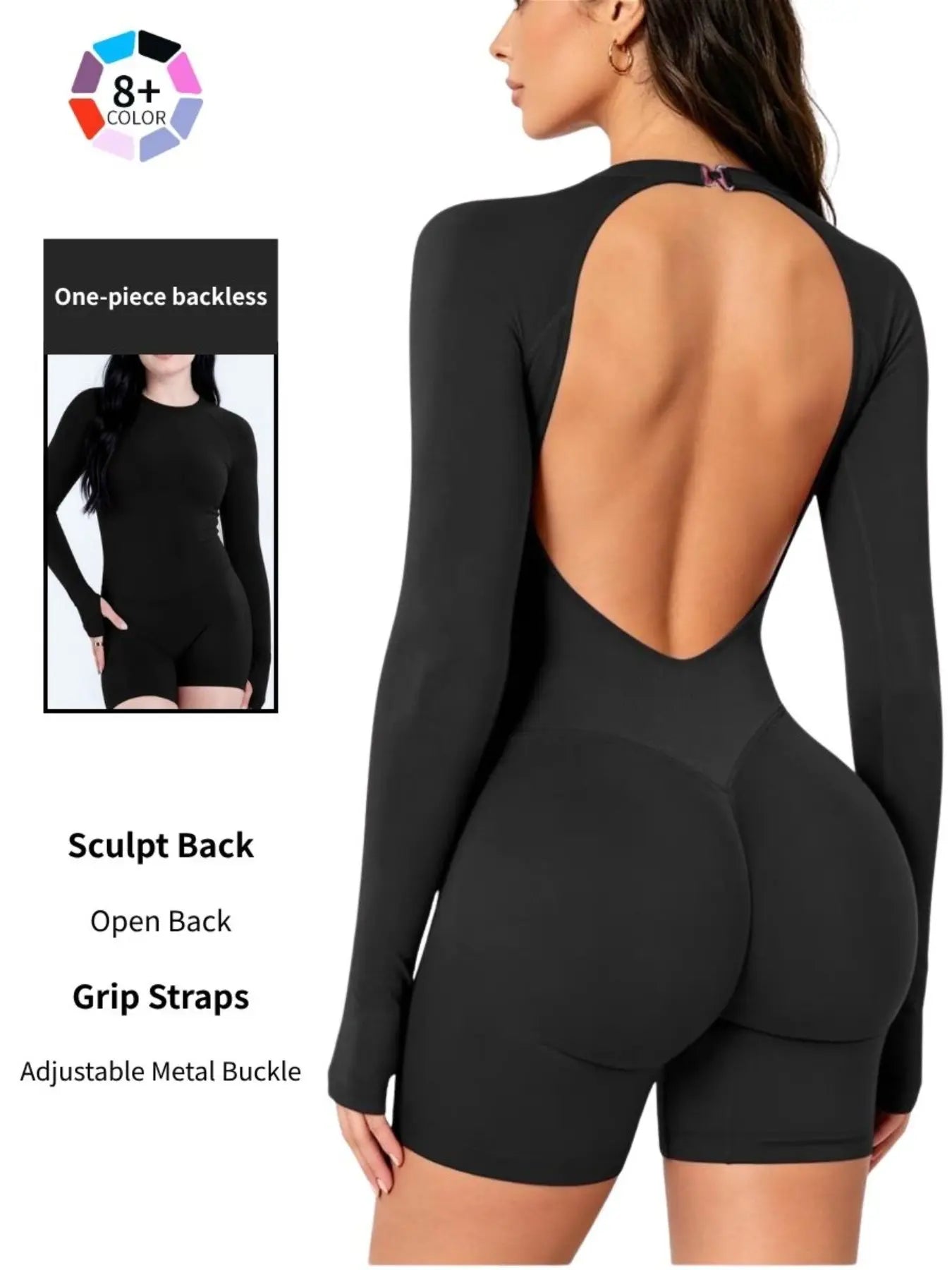 Adjustable Backless Gym Bodysuit, Comfortable Activewear, Ideal for Fitness Enthusiasts, Versatile Design for Various Exercises
