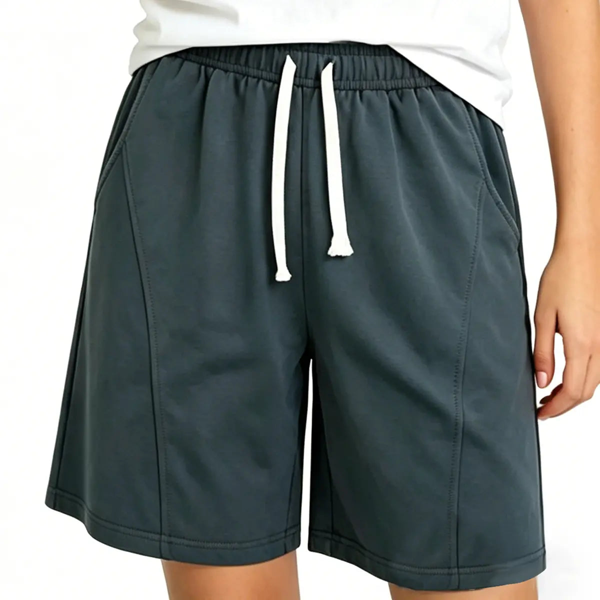 Women'S Solid Athletic Shorts, Loose Fit Mid Waist Cut with Drawstring, Breathable Stretch Fabric for Casual Lounge and Workout Wear, Athletic Shorts Women, Loose Shorts