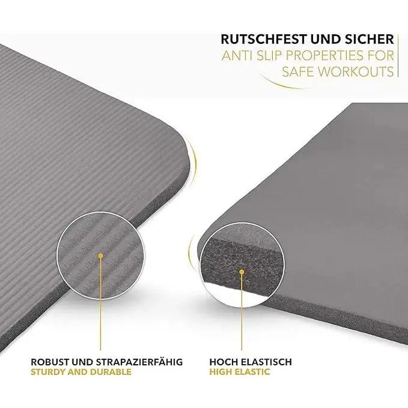 Fitness Exercise Mat Phthalate-Free NBR Foam Yoga Pilates Gymnastics Mat with Adjustable Elastic Band Versatile Skin-Friendly Compact Design Non Slip Work Extra-Thick Non-Slip Yoga Mat with Strap Gym