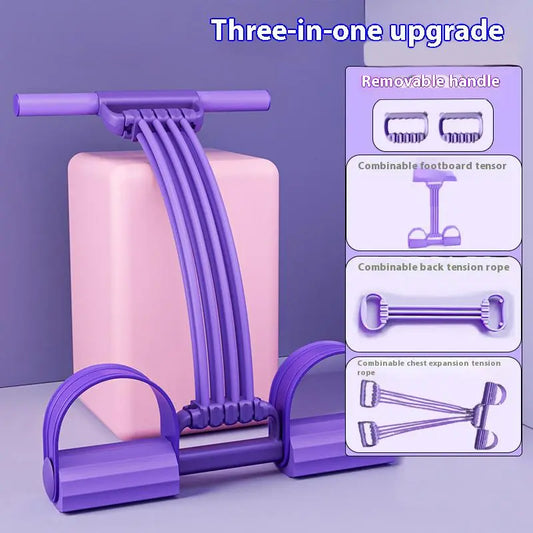 Upgraded 8-Tube Detachable Pedal Resistance Band, Removable Latex Tubes with Adjustable Tension, Full Body Workout Equipment for Abs, Legs, Glutes Home Gym Training