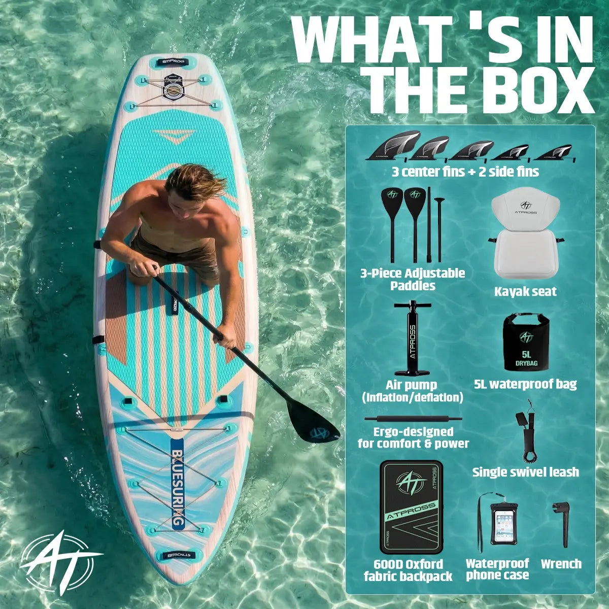 [Dealsforyoudays] 12'X36" Blow up Stand up Paddle Board, Wide Stable PVC Outdoor Sport SUP for Beginners, 500 Lbs Capacity with Kayak Seat, Safety Leash, Waterproof Phone Bag, Repair Kit, Camping Compatibility, Blow up Paddle Board, Stability Paddleboard,