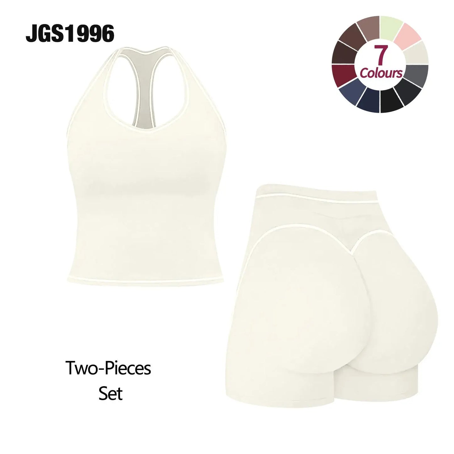 JGS1996 Women'S 2-Piece Activewear Clothing Sets – Contrast Trim Crop Sports Bra & High Waist Skinny Gym Shorts, High Stretch Breathable Quick Dry Tracksuit with Spaghetti Strap Backless Design for Yoga Workout Summer All Seasons