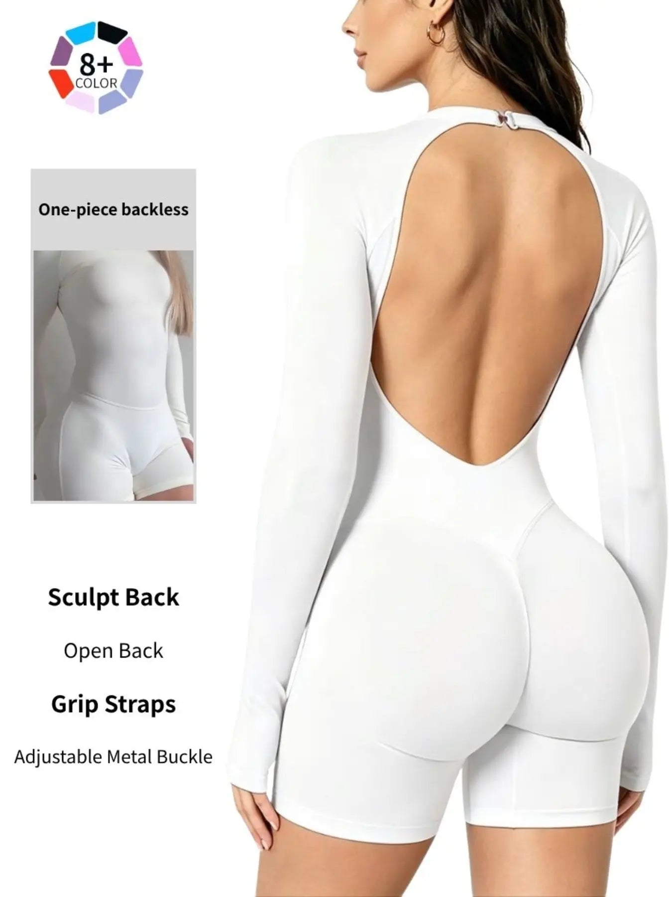 Adjustable Backless Gym Bodysuit, Comfortable Activewear, Ideal for Fitness Enthusiasts, Versatile Design for Various Exercises