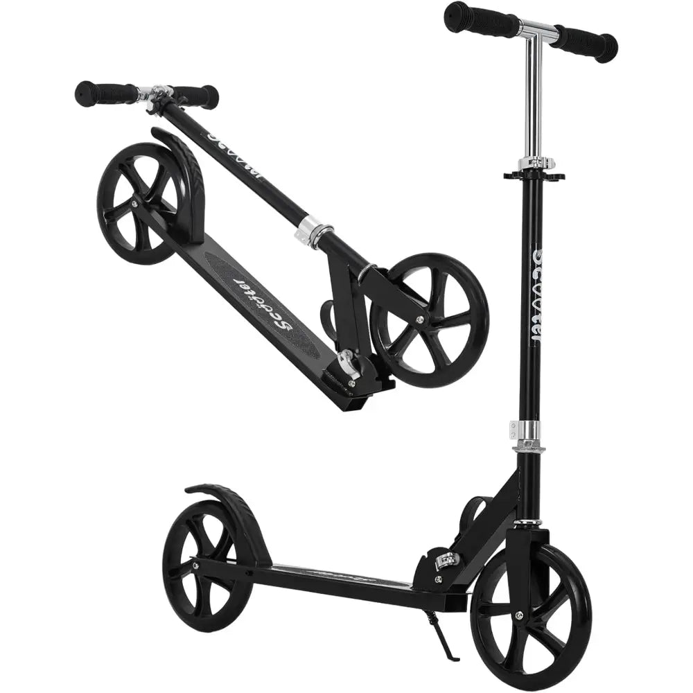 Lightweight Aluminum Folding Kick Scooter for Adults & Kids, Compact Commuter with 8-Inch Big Wheels and Wide Deck, Supports 220 Lbs, Foldable, Adjustable, Foldable Scooter, Kickscooter, Unisex, Ride on Scooter, One-Second Fold
