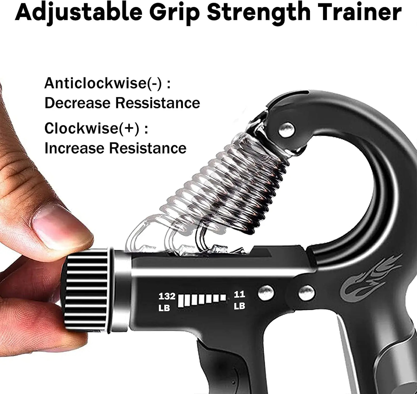 Hand Grip Strengthener Kit 5 Pack Adjustable Finger Forearm Hand Exerciser | Adjustable Grip Trainer, Finger Stretcher & Stress Ball Set for Strength Training & Hand Exercises