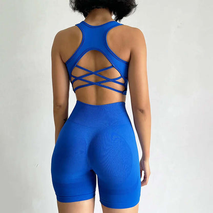 Women'S 2-Piece Seamless Pullover Yoga Set - Female Quick-Dry Sports Bra & Yoga Shorts, Sporty Clothing Set for Gym Running, Sporty Sports Clothing Sets