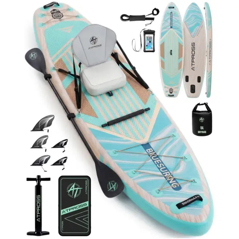 [Dealsforyoudays] 12'X36" Blow up Stand up Paddle Board, Wide Stable PVC Outdoor Sport SUP for Beginners, 500 Lbs Capacity with Kayak Seat, Safety Leash, Waterproof Phone Bag, Repair Kit, Camping Compatibility, Blow up Paddle Board, Stability Paddleboard,