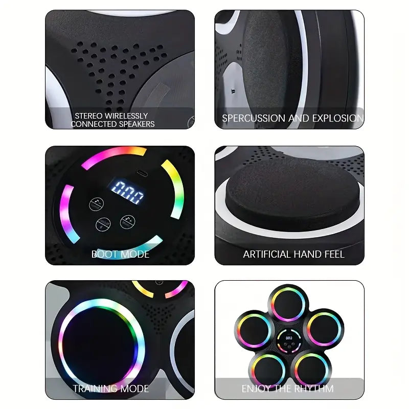 Smart Rhythm Boxing Machine - Interactive LED Punching Pad with Bluetooth Music, Fun Workout Game for Home Gym