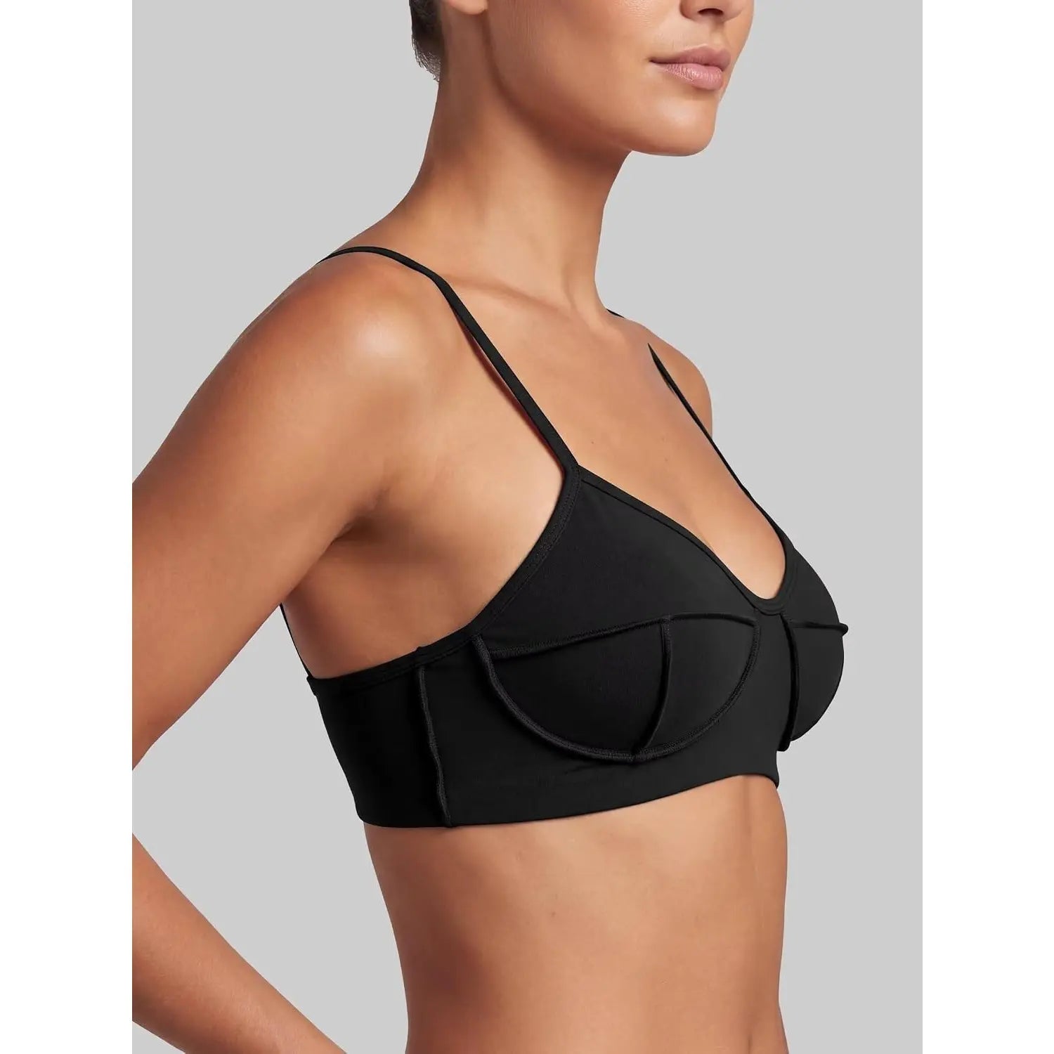 Women'S V Neck Patchwork Sports Bra, Breathable Stretch Padded Bralette with Adjustable Straps for Low Impact Yoga, Gym, and Fitness, Sportswear Yoga Gym, Stretch Sports Bra, Flattering Women'S Sports Underwear