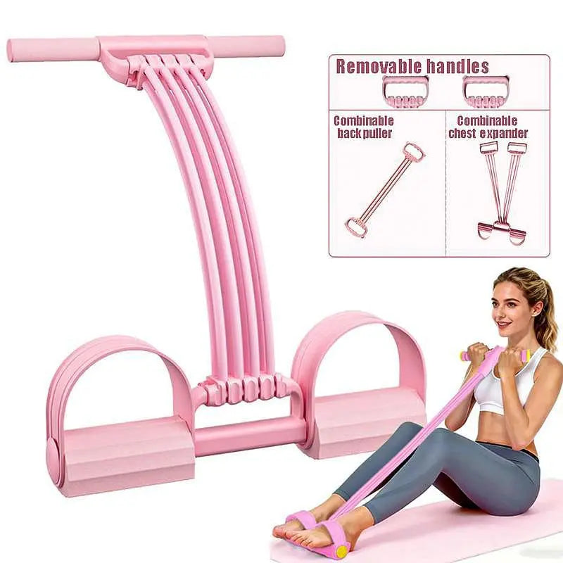Upgraded 8-Tube Detachable Pedal Resistance Band, Removable Latex Tubes with Adjustable Tension, Full Body Workout Equipment for Abs, Legs, Glutes Home Gym Training