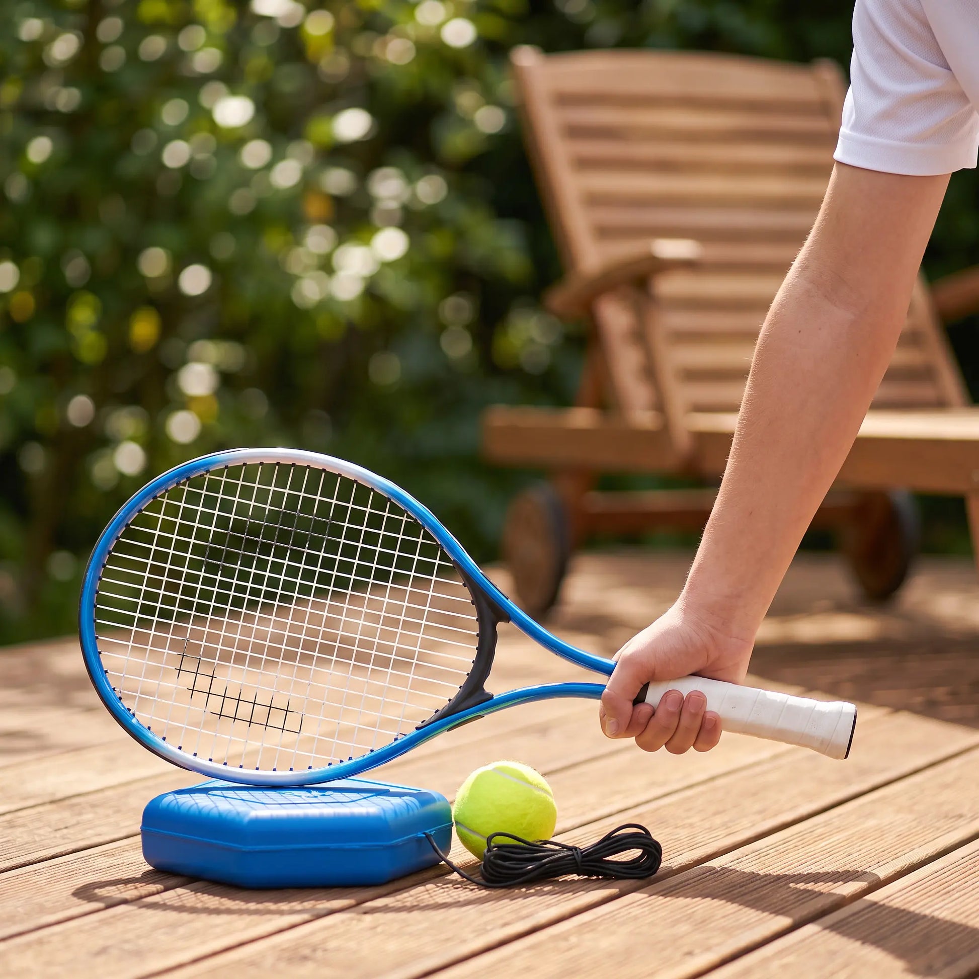【Summerwins】Portable Tennis Trainer for Outdoor Sports, Self-Study Rebound Base with Racket and Ball, Lightweight
