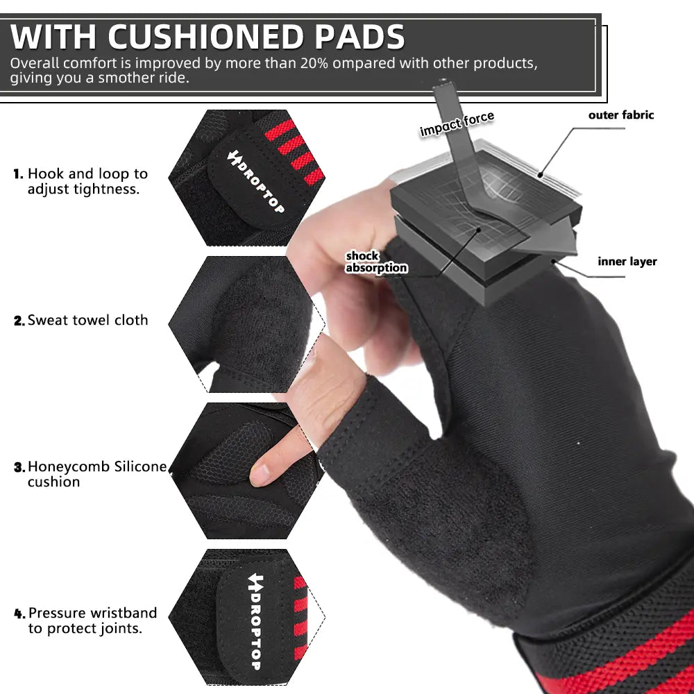 DROPTOP Weight Lifting Gloves for Men & Women Wrist Support Gym Workout Gloves - Black and White Stripes