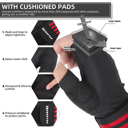 DROPTOP Weight Lifting Gloves for Men & Women Wrist Support Gym Workout Gloves - Black and White Stripes