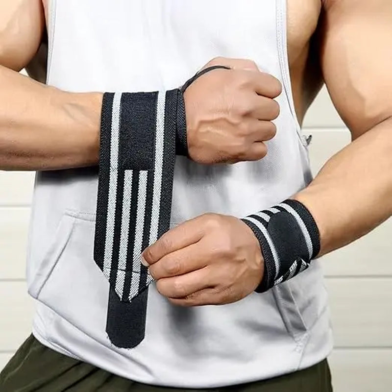 [2Pcs Adjustable Wrist Straps] 2Pcs Adjustable Thick Polyester Fitness Wrist Straps | Weightlifting Bands with Thumb Loops for Strength Training, Unisex Gym Wrist Support for Men & Women, Sleek Strap Design, Flexible Material