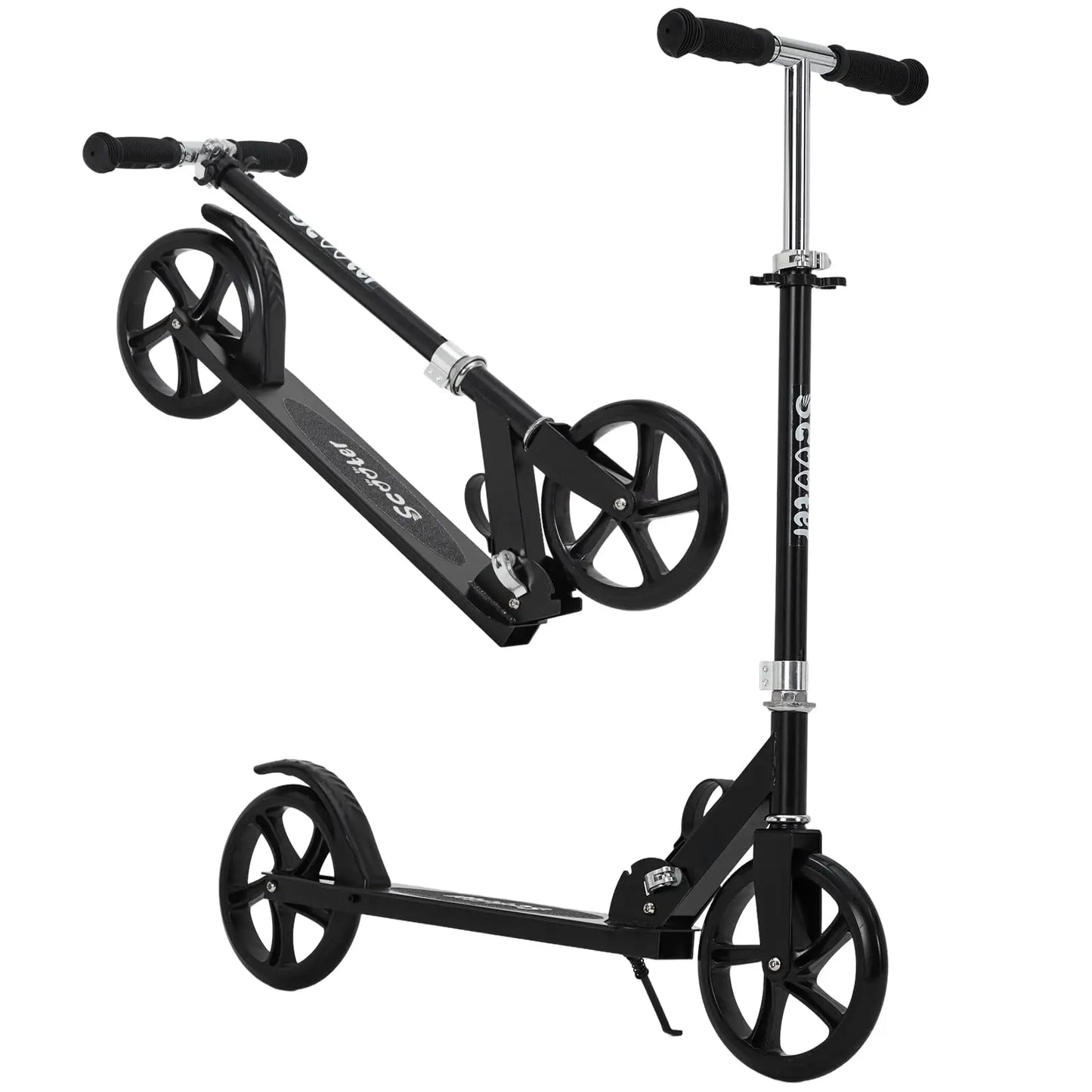 Lightweight Aluminum Folding Kick Scooter for Adults & Kids, Compact Commuter with 8-Inch Big Wheels and Wide Deck, Supports 220 Lbs, Foldable, Adjustable, Foldable Scooter, Kickscooter, Unisex, Ride on Scooter, One-Second Fold