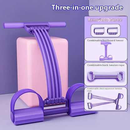 Upgraded 8-Tube Detachable Pedal Resistance Band, Removable Latex Tubes with Adjustable Tension, Full Body Workout Equipment for Abs, Legs, Glutes Home Gym Training