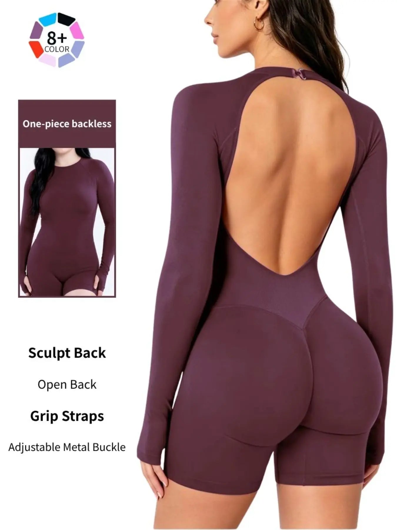 Adjustable Backless Gym Bodysuit, Comfortable Activewear, Ideal for Fitness Enthusiasts, Versatile Design for Various Exercises