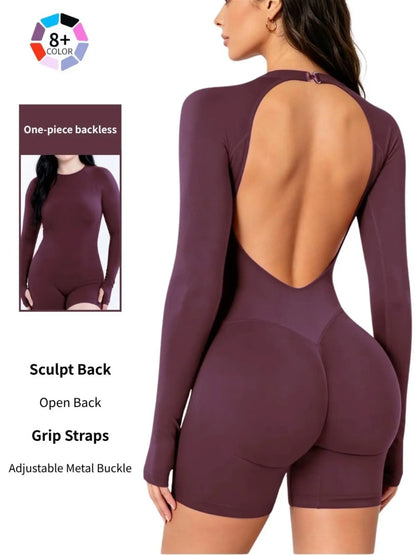 Adjustable Backless Gym Bodysuit, Comfortable Activewear, Ideal for Fitness Enthusiasts, Versatile Design for Various Exercises
