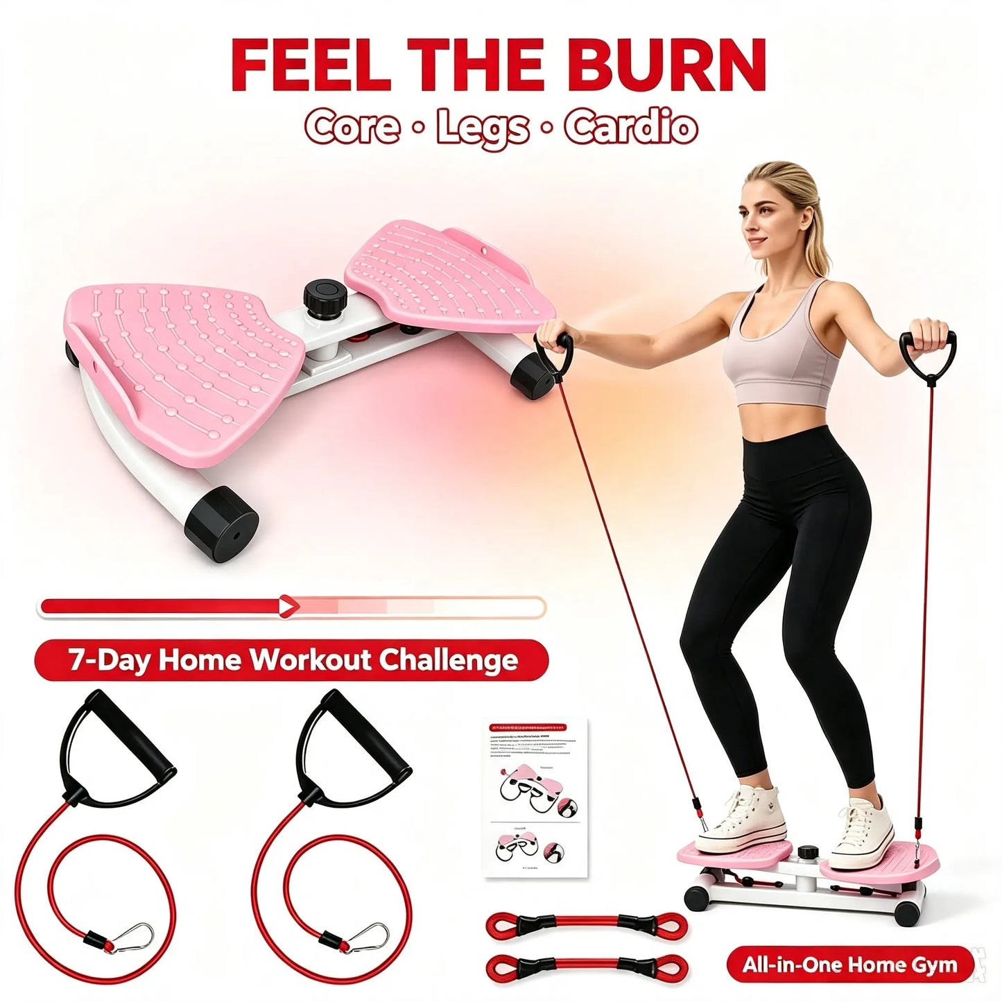 Waist Twisting Machine - Detachable Resistance Bands, Massage Nodes, Non-Slip Rotating Balance Trainer, Compact Portable Home Workout Equipment, Abdominal & Stomach Workout Gear for Home Use