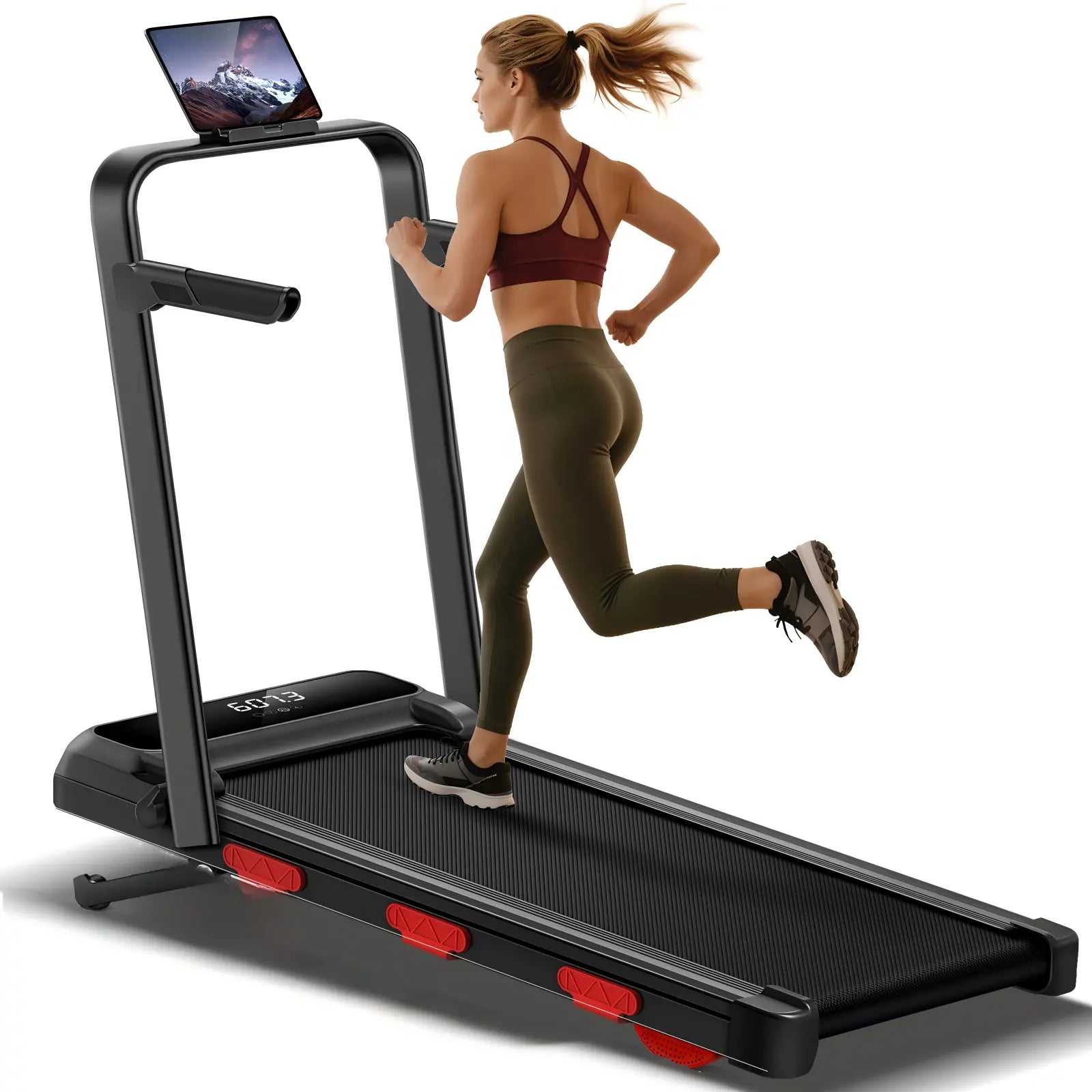 UMAY Auto Incline Treadmill with 3 LED Display | 3.0HP 300LBS Heavy Duty 10S Foldable Walking Pad | under Desk Home Office Workout | Compact Gym Machine for Men & Women