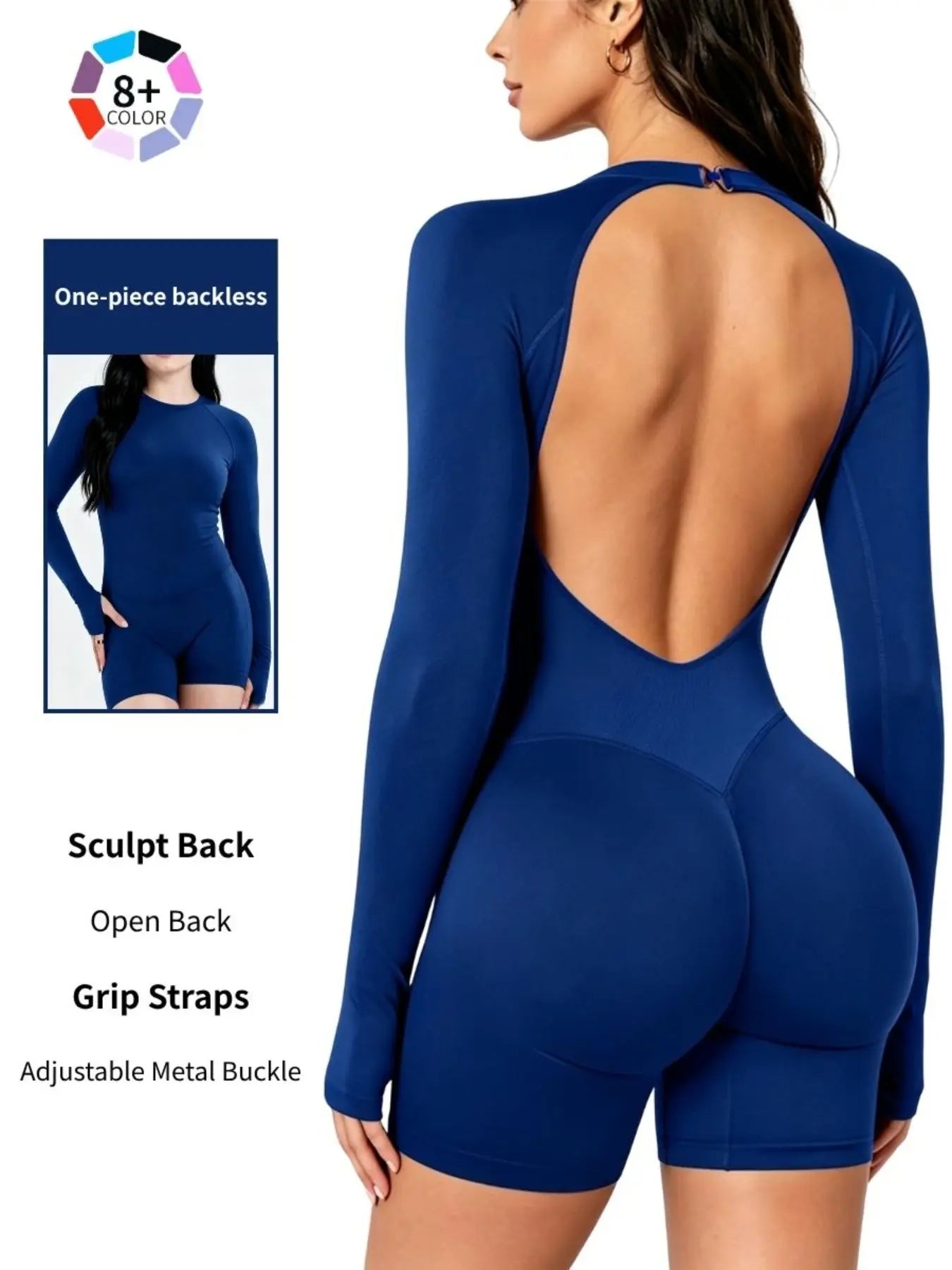 Adjustable Backless Gym Bodysuit, Comfortable Activewear, Ideal for Fitness Enthusiasts, Versatile Design for Various Exercises