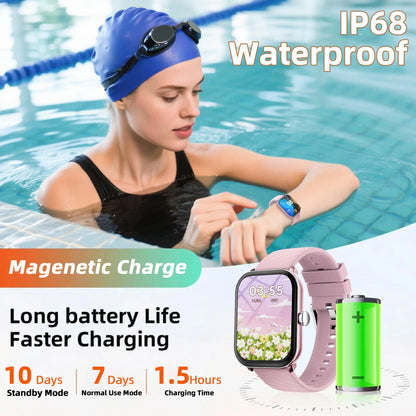 Free Delivery Multifunctional Women'S Smartwatch 2026, Get in 3-DAY, IP68 Waterproof for Android and Iphone, Bluetooth Call & Music Control, DIY Custom Dial, 100+ Sports Modes and Message Reminders, Ideal for Sports & Gifting