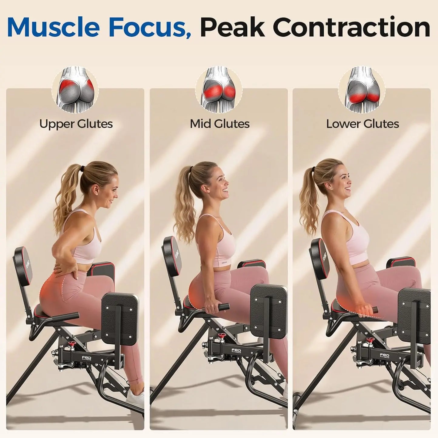 FED Fitness Series HA1 Hip Abductor Machine & Adductor Machine for Home Gym, Glute & Inner Thigh Trainer with 6 Adjustable Resistance Bands, Dual Foot Bar, up to 108LBS Resistance Home Exercise Equipment