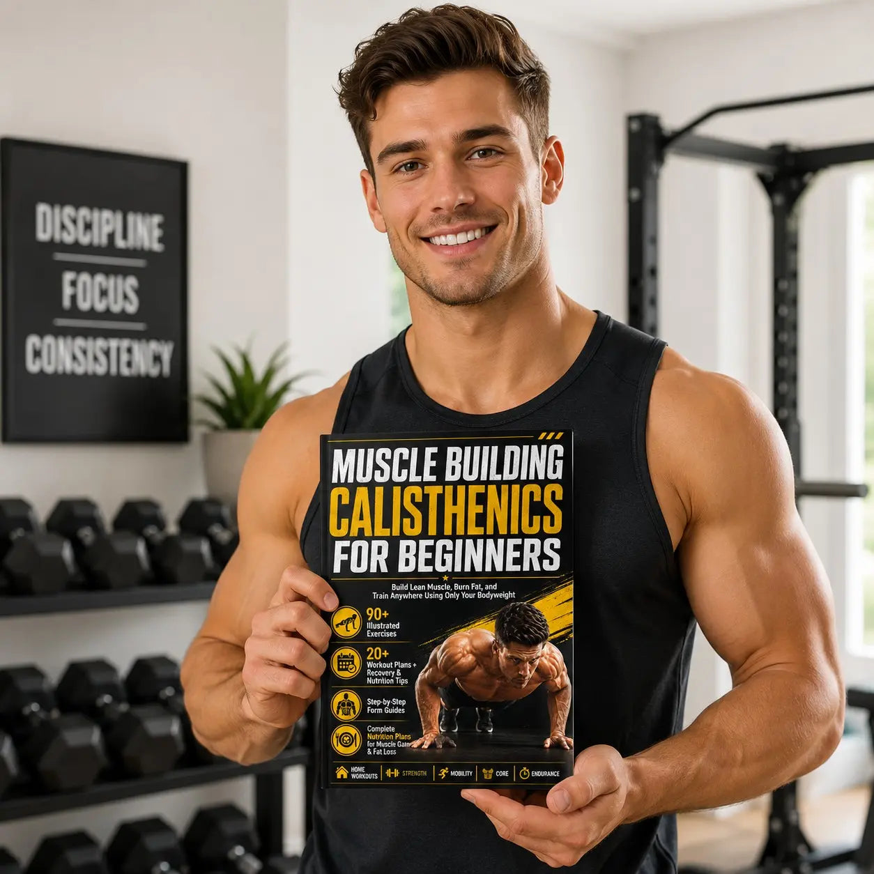 Muscle Building Calisthenics Guide for Beginners, 90+ Illustrated Exercises, 20+ Training Plans, Home Outdoor Workout Manual Book