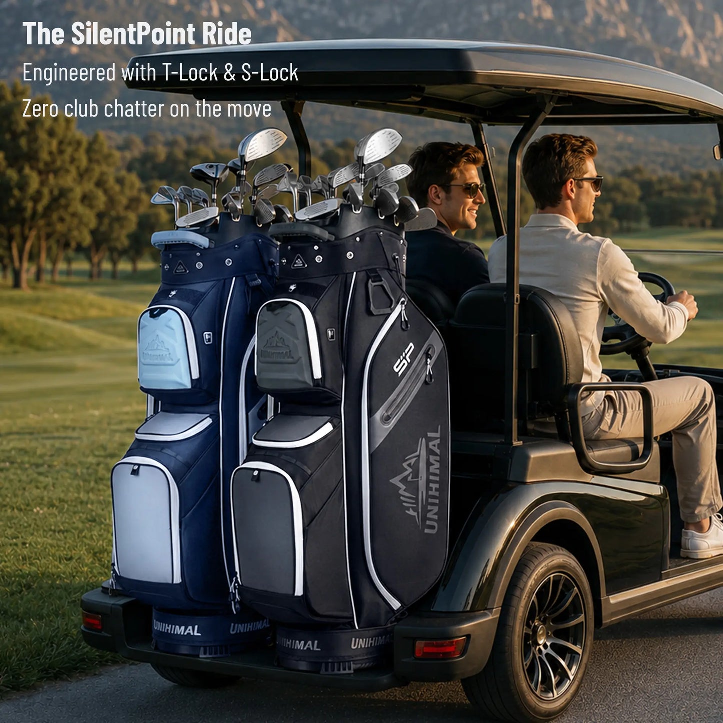 【Dealsforyoudays】Unihimal Silent 14-Way Full Length Divider Golf Cart Bag (Golf Gear for All Ages) - Waterproof Knit Composite Fabric, 9 Storage Pockets, Magnetic Rangefinder Pocket, S-Lock Anti-Tangle Club System, Lightweight Ergonomic Shoulder Strap, Kn