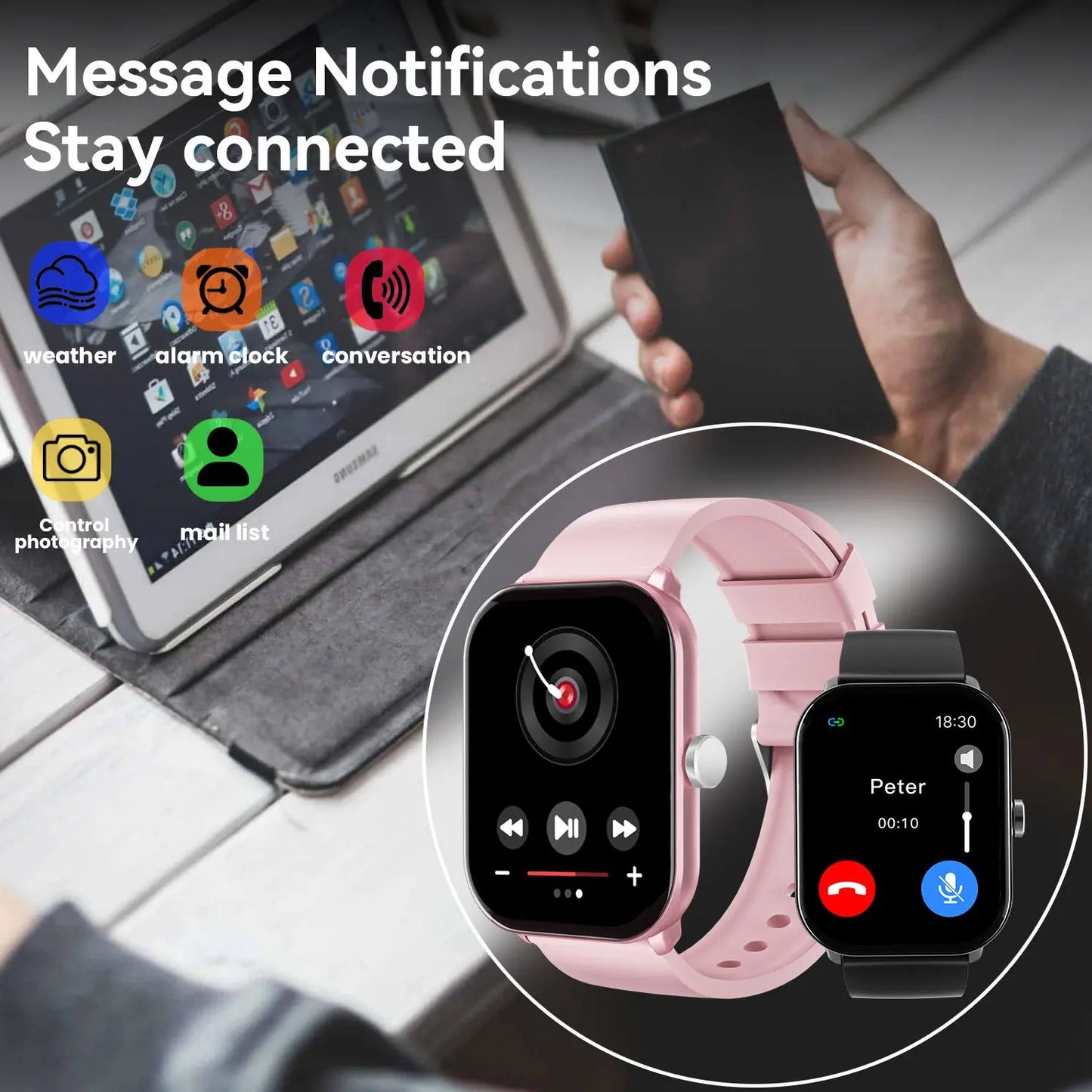Free Delivery Multifunctional Women'S Smartwatch 2026, Get in 3-DAY, IP68 Waterproof for Android and Iphone, Bluetooth Call & Music Control, DIY Custom Dial, 100+ Sports Modes and Message Reminders, Ideal for Sports & Gifting