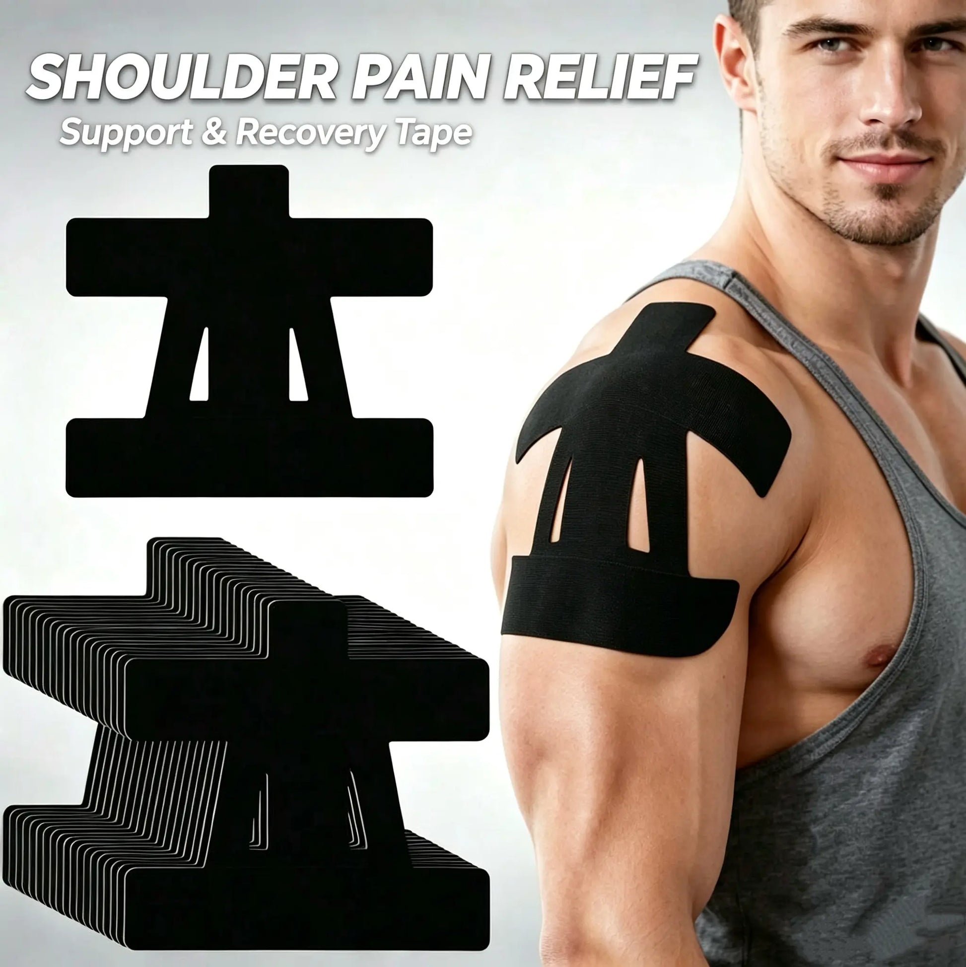 Precut Shoulder Kinesiology Strapping Tape Formen & Women - Waterproof, Breathable Athleticsupport & Pain Relief for Basketball, Gym,Camping I Father'S Day Gifts Campingessentials