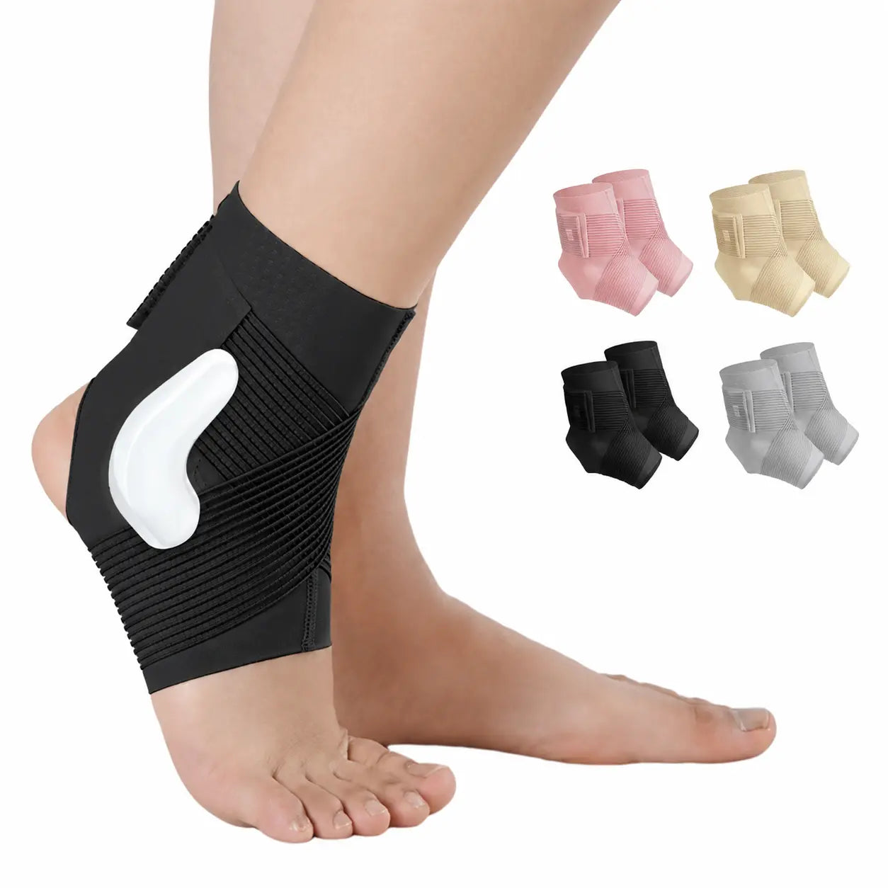 Athletic Ankle Support Sleeve - Ultra-Thin, Lightweight, Breathable, Supportive Wrap, Comfortable, Adjustable Compression, Non-Slip Silicone Grip for Running, Fitness, Black L-XL, Solid, Ankle Stability, Compression Wrap