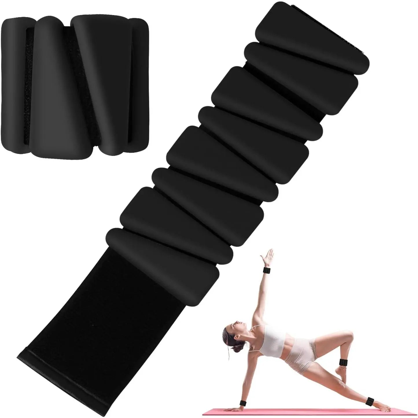 Wrist Weights Set of 2, Adjustable Silicone Workout Weights for Women and Men, Wearable Ankle/Wrist Weights Suitable for Yoga, Dance, Pilates, Pool Exercises and Jogging, 2Lb