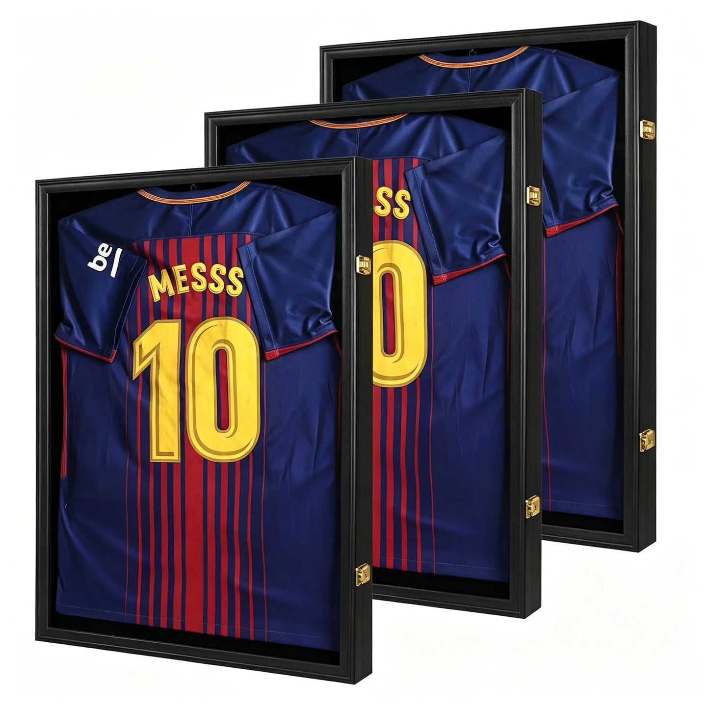 Jersey Frame Display Case Lockable UV Protection Shadow Box for Football Basketball Baseball Soccer Hockey Sports Shirt-Memorabilia Autograph Uniform Wall Mountable Black Wood(Goldlock)