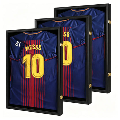 Jersey Frame Display Case Lockable UV Protection Shadow Box for Football Basketball Baseball Soccer Hockey Sports Shirt-Memorabilia Autograph Uniform Wall Mountable Black Wood(Goldlock)