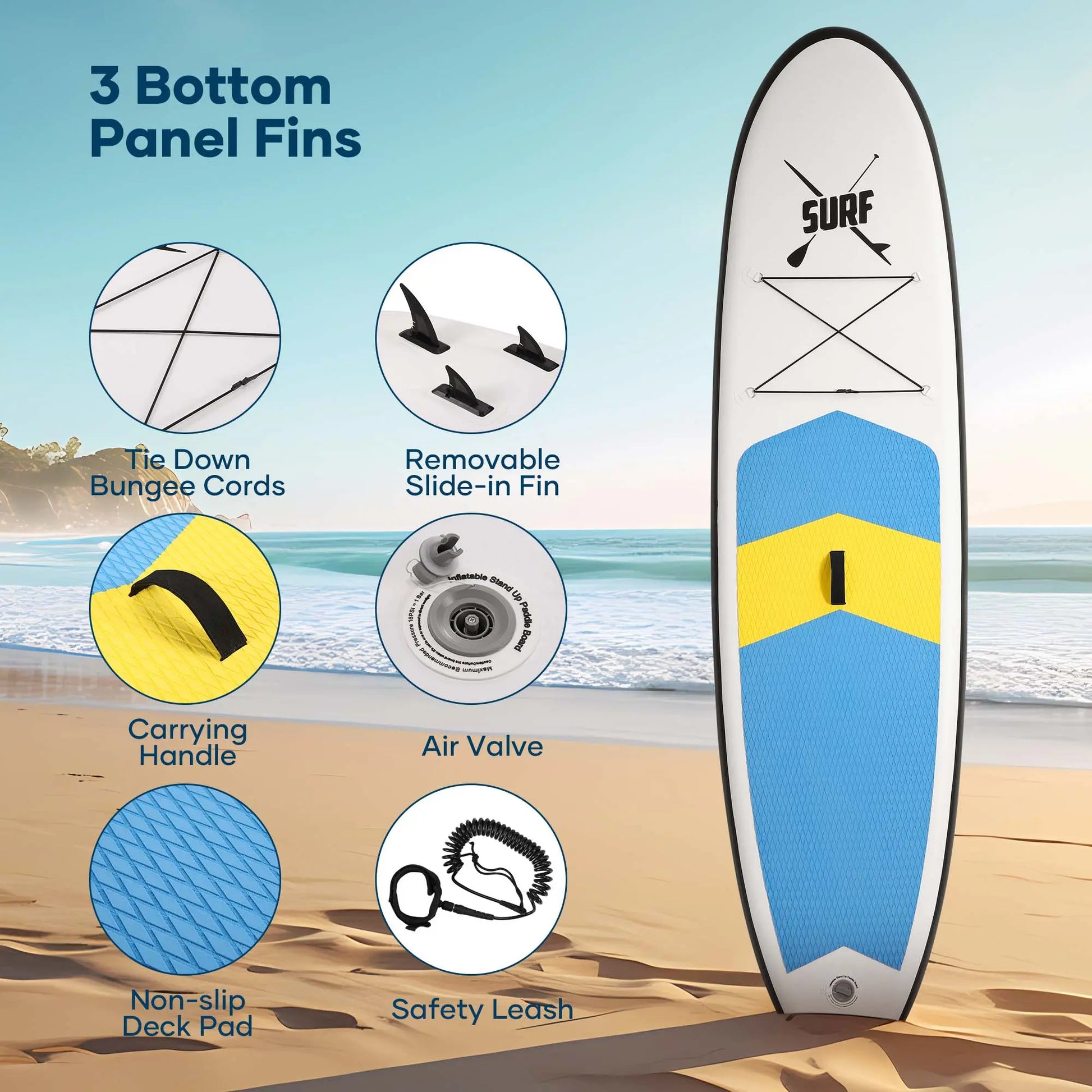 Inflatable Paddle Board Stand up Paddle Board SUP Board with 120"X30"X6" for Youth & Adults Summer