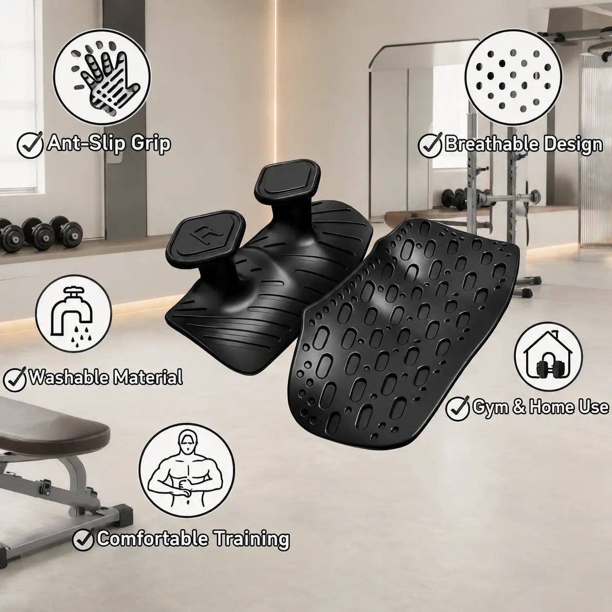 Anti-Slip Workout Grips - Ergonomic Rubber Hand Protector Gloves for Weight Lifting, Pull-Ups, Gym Training and Exercise, for Men and Women