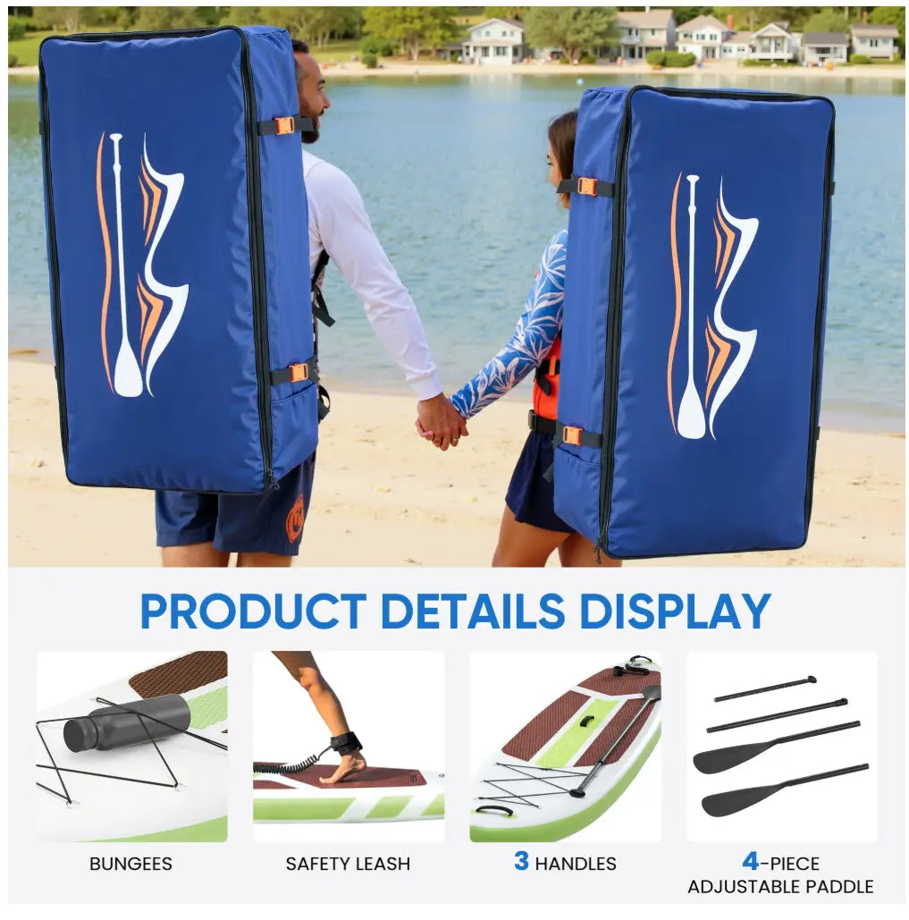 10.5Ft Inflatable Stand up Paddle Board, Non-Slip Deck, Complete SUP Accessories Set for All Skill Levels, Brown and Green
