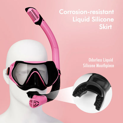 Jring Snorkeling Gear for Adults, Snorkel Mask with Top Dry Valve - Panoramic View Anti-Leak and Anti-Fog for Snorkeling, Scuba Diving, Freediving & Swimming for Men Women, Also Available as Swimming Goggles and Snorkel,Summerwins,Bathingsuitwomenset