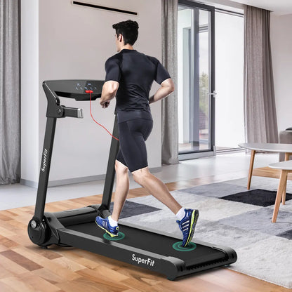 Costway Folding Electric Treadmill, 3.0 HP Motorized Fitness Exercise Machine for Home, Gym, Office, Running Walking Machine W/ App Control, Dual Flywheels, High Performance Indoor Cardio Trainer