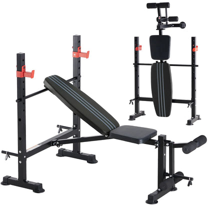 Standard Weight Bench Set , Adjustable Bench Press with Squat Rack, Foldable Flat Incline Decline Workout Bench for Home Gym Full Body
