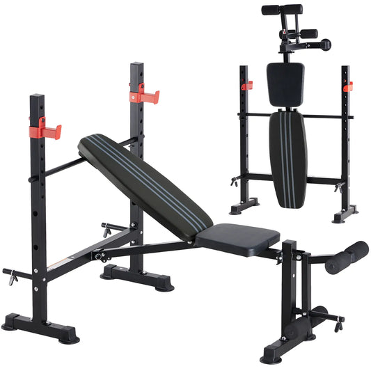 Standard Weight Bench Set , Adjustable Bench Press with Squat Rack, Foldable Flat Incline Decline Workout Bench for Home Gym Full Body