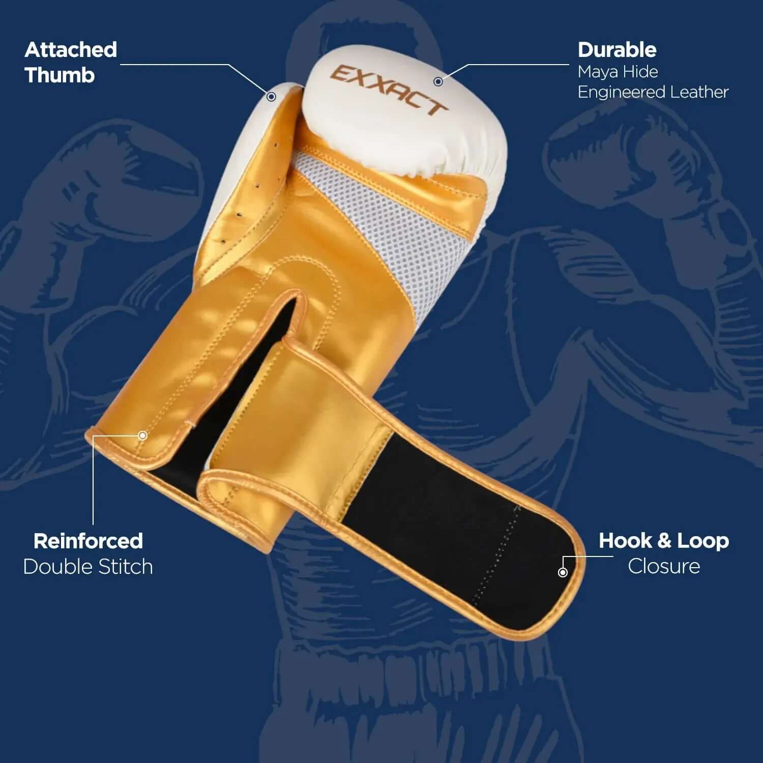 Clash Boxing Gloves for Men & Women - White/Gold Professional Sparring Gear, Heavy Punching Bag Gloves, Knuckle/Hand Numbness Prevention, Impact Duty Anti-Injury Sports Equipment, Heavy Punching Bag Sports Gloves.
