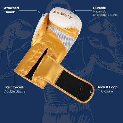 Clash Boxing Gloves for Men & Women - White/Gold Professional Sparring Gear, Heavy Punching Bag Gloves, Knuckle/Hand Numbness Prevention, Impact Duty Anti-Injury Sports Equipment, Heavy Punching Bag Sports Gloves.