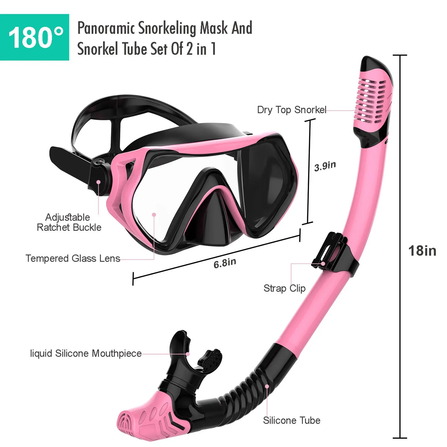 Jring Snorkeling Gear for Adults, Snorkel Mask with Top Dry Valve - Panoramic View Anti-Leak and Anti-Fog for Snorkeling, Scuba Diving, Freediving & Swimming for Men Women, Also Available as Swimming Goggles and Snorkel,Summerwins,Bathingsuitwomenset