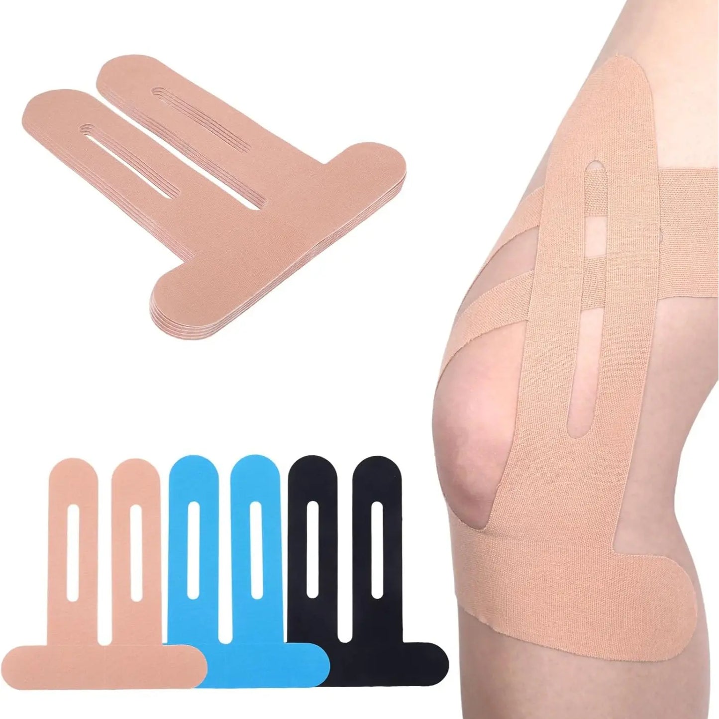10 Pack Precut Knee Kinesiology Tape for Men & Women,Waterproof, Elastic Tape for Knee Support, Stability & Pain Relief; Breathable, Hypoallergenic, Latex-Free; Ideal for Basketball, Running Knee Wraps Knee Stabilizer